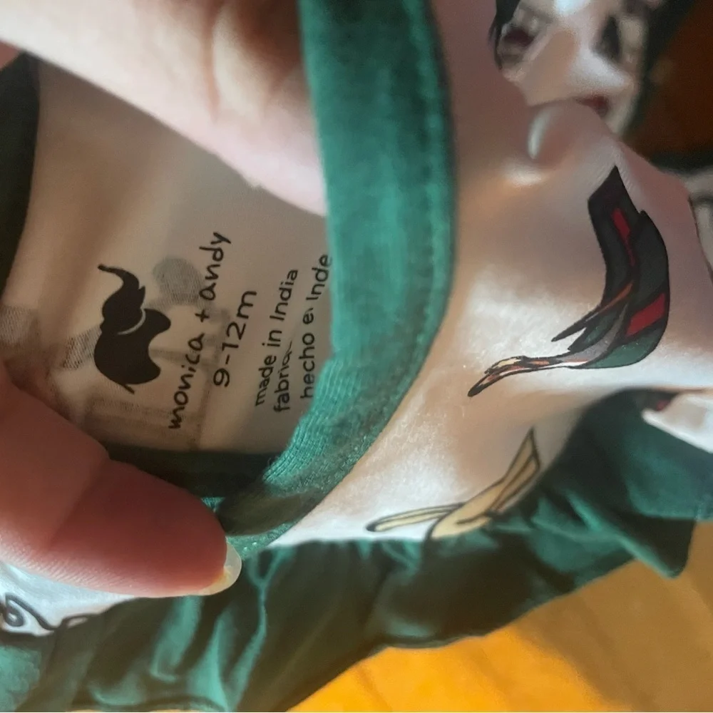 NWOT Monica + Andy Christmas dog theme one piece size 9-12M organic cotton